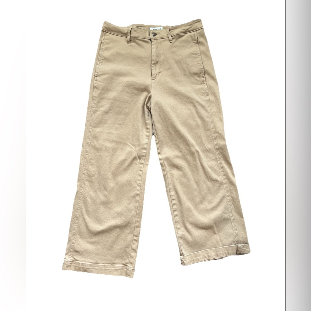 Vigoss Pants Womens 31 Tan Wide Leg Casual Chino Stretch Cotton Pockets (0758)